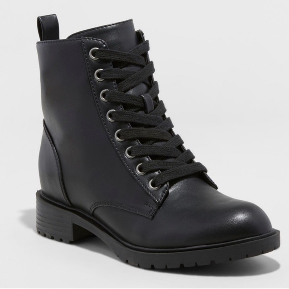 🌀 Universal Thread Remi Black Combat Boots - Picture 1 of 11